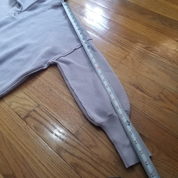 Womens Ribbed Gray Slouchy Relaxed Pullover Quarter Zip Sweater Med - Picture 10 of 11